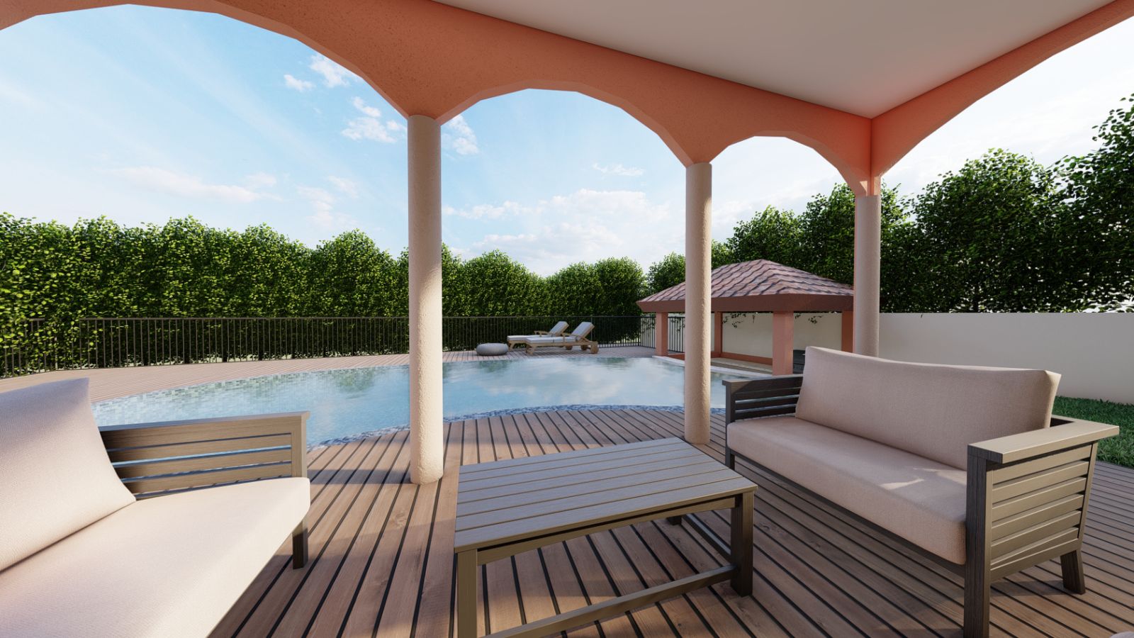 Moroccan Residence — covered terrace and infinity pool